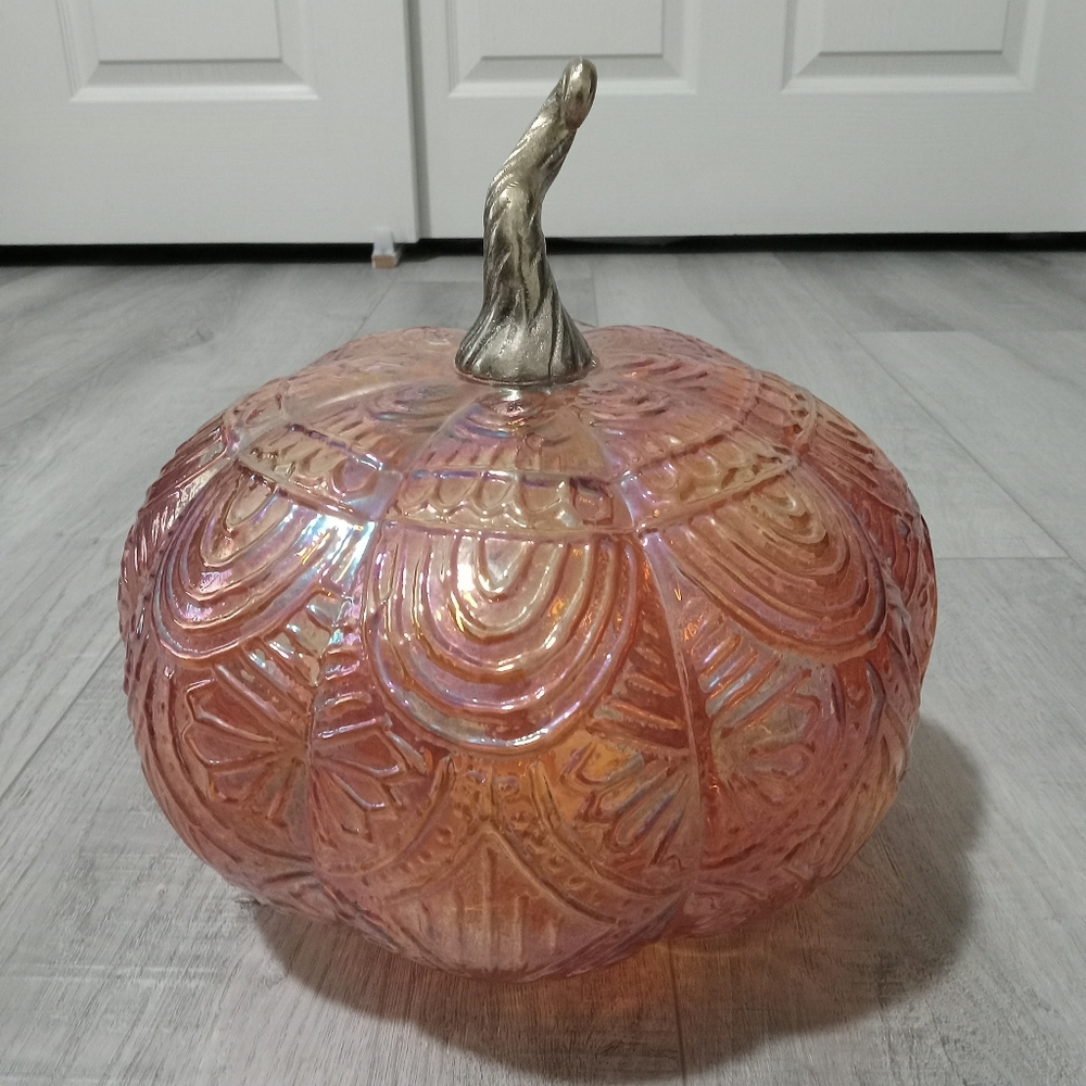 Elegant Iridescent Pumpkin Sculpture